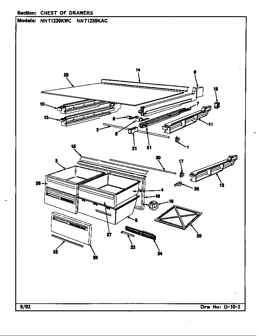 Norge NNTI239KWC/CC91A chest of drawers diagram