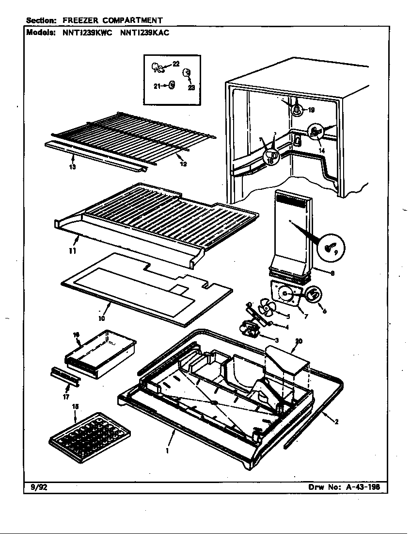 Norge NNTI239KWC/CC91A freezer compartment diagram