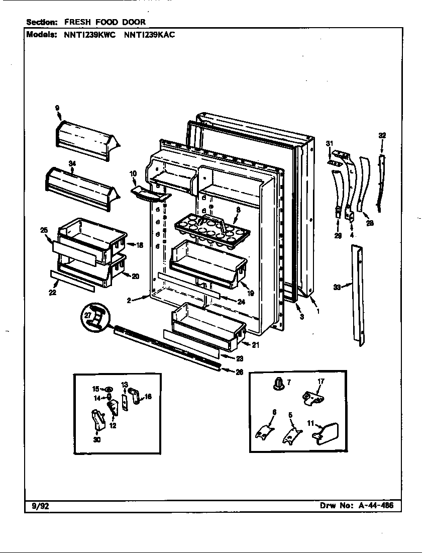 Norge NNTI239KWC/CC91A fresh food door diagram