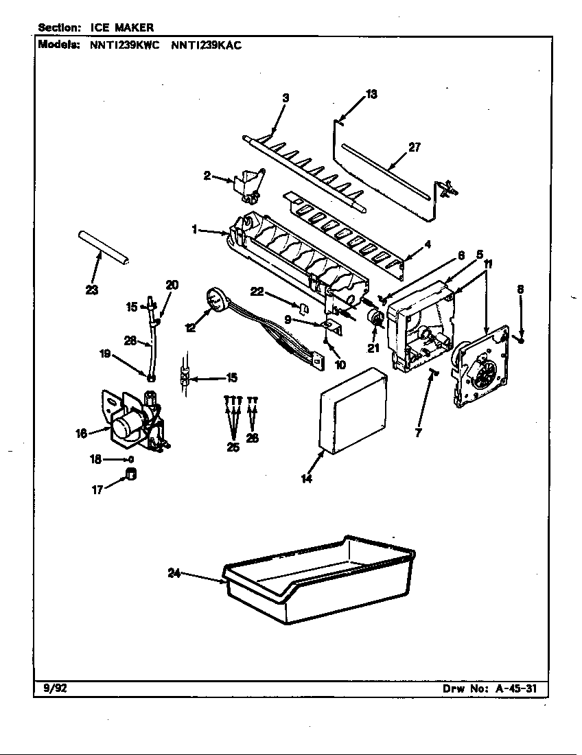 Norge NNTI239KWC/CC91A ice maker diagram