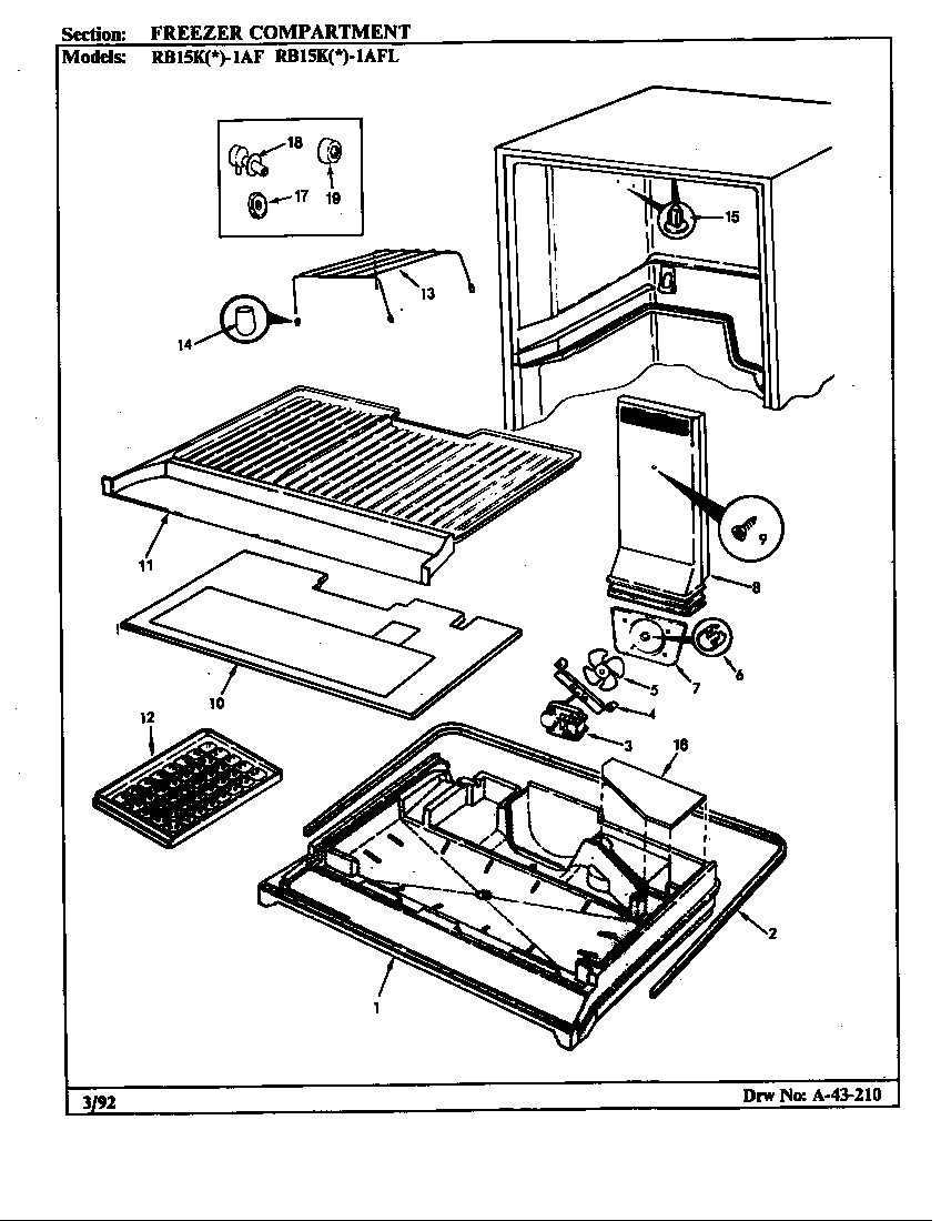 Magic Chef RB15KA-1AF/BG11C freezer compartment diagram