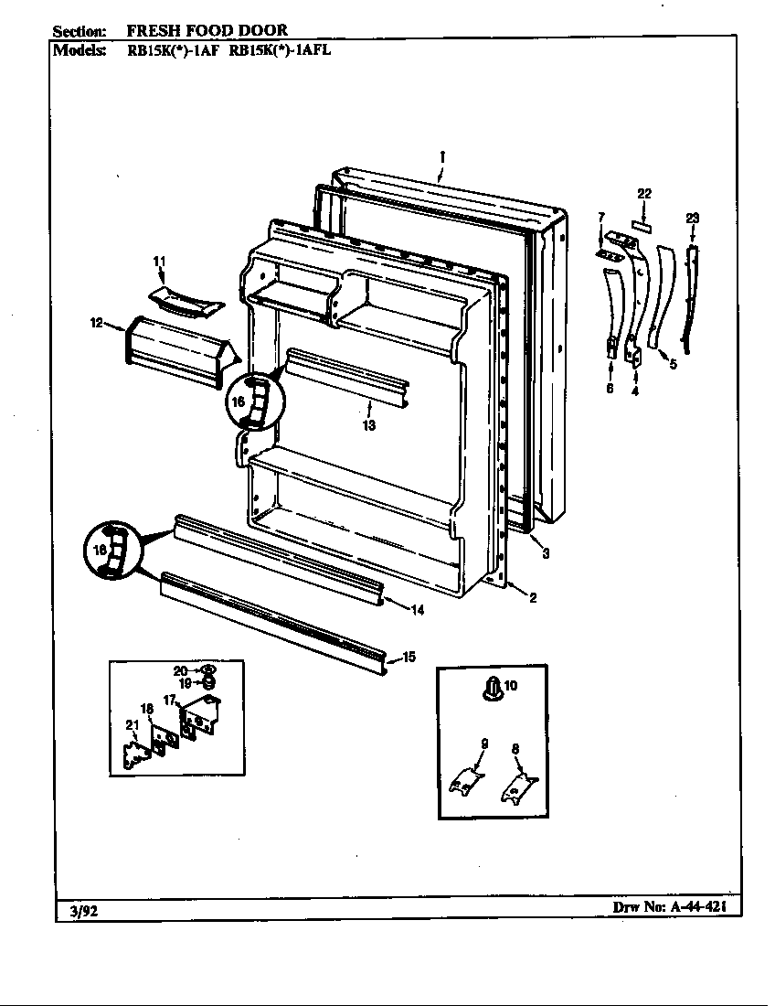 Magic Chef RB15KA-1AF/BG11C fresh food door diagram