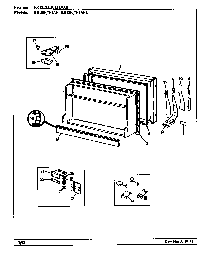 Magic Chef RB15KA-1AF/BG11C freezer door diagram