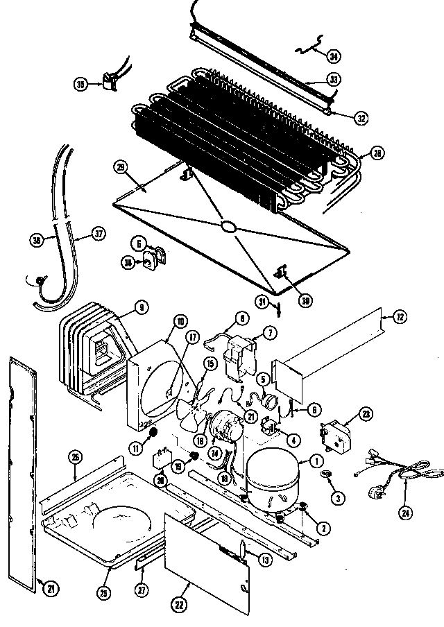 Magic Chef RB171PW/DG21C unit compartment & system diagram
