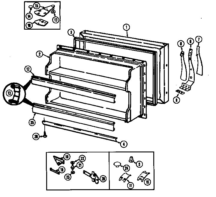 Magic Chef RB171PW/DG21C freezer door diagram
