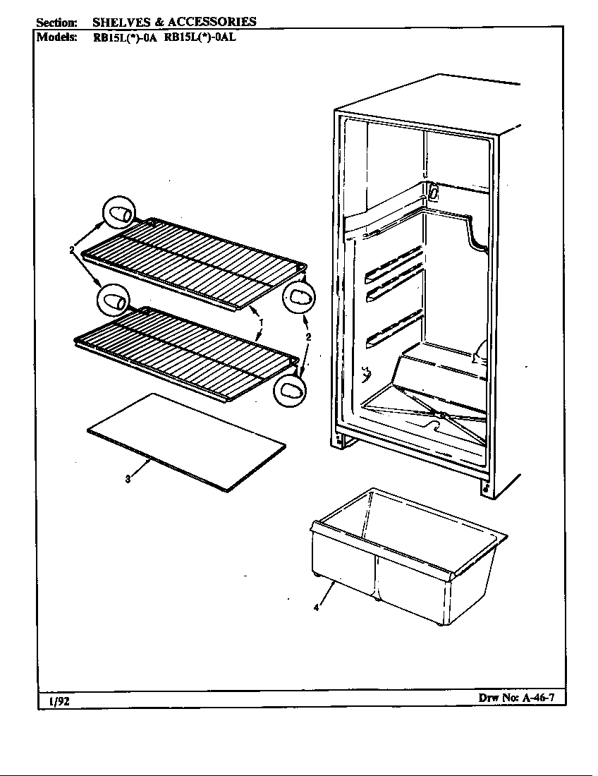 Magic Chef RB15LN-0AL/BG07E shelves & accessories diagram
