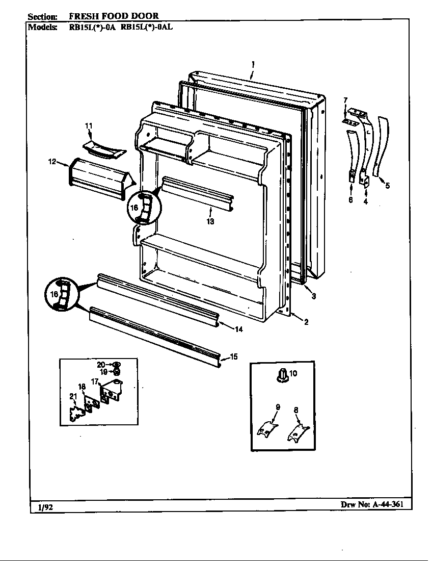 Magic Chef RB15LN-0AL/BG07E fresh food door diagram