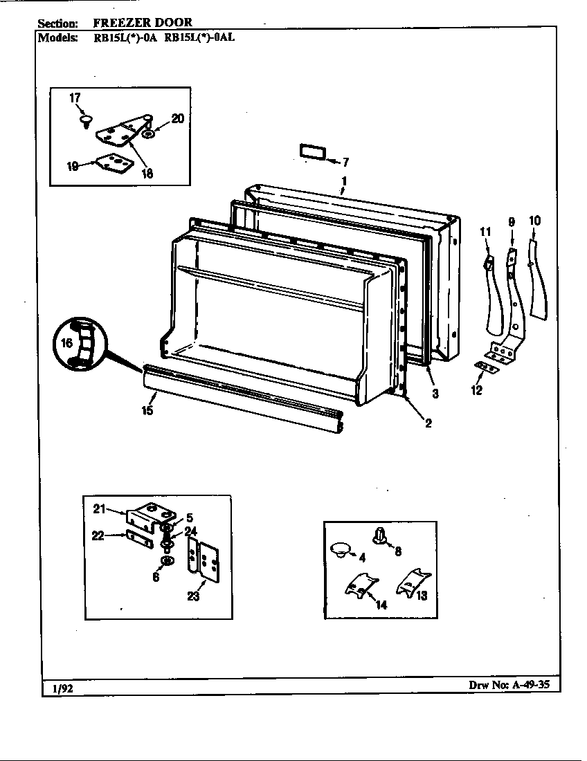 Magic Chef RB15LN-0AL/BG07E freezer door diagram
