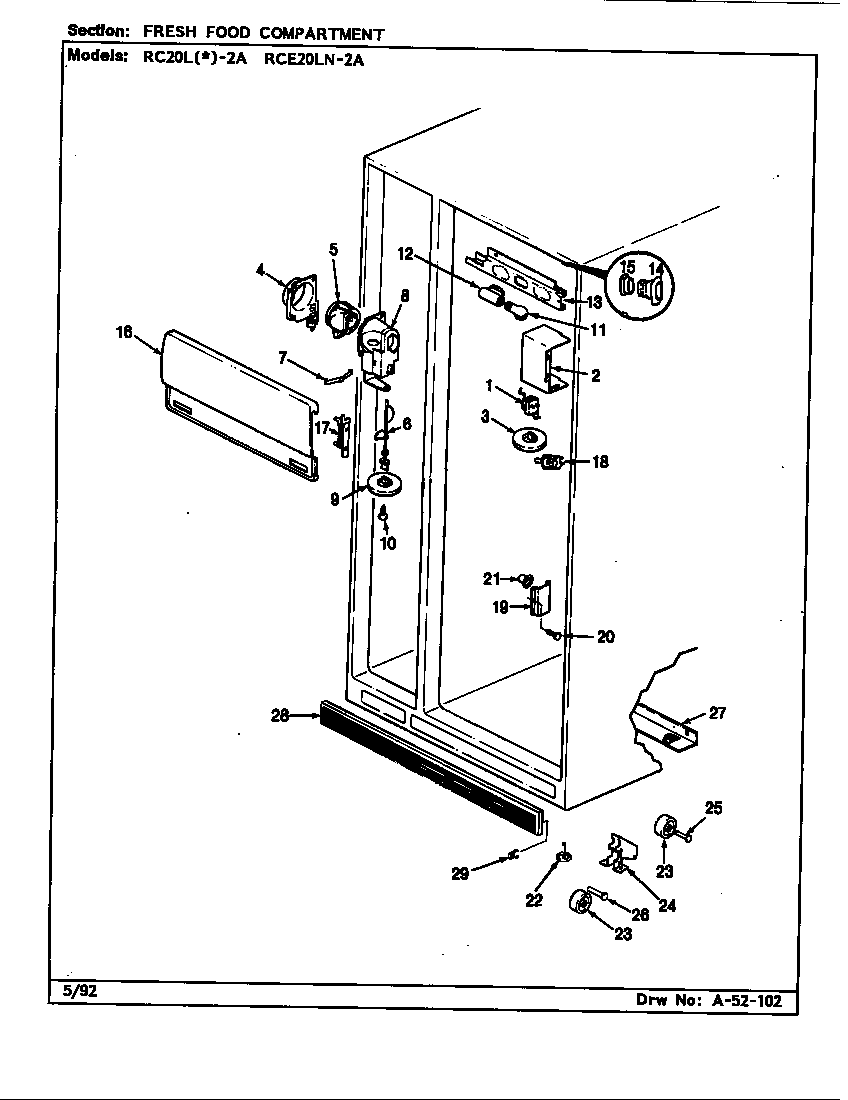 Magic Chef RC20LY-2A-BS01G fresh food compartment diagram