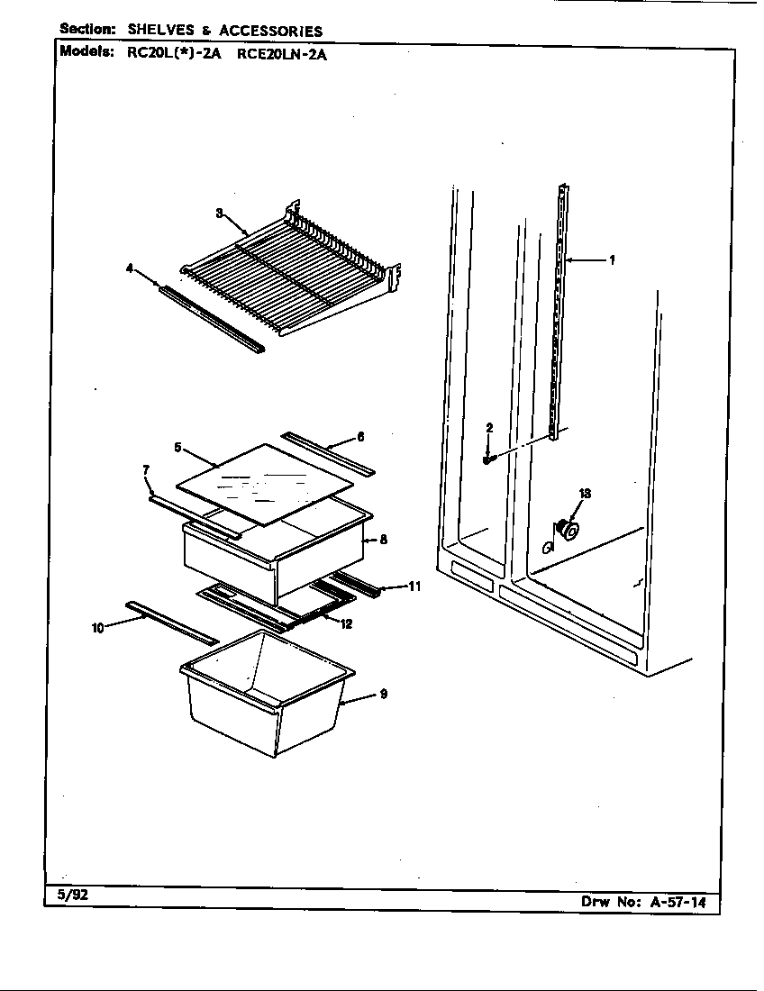 Magic Chef RC20LY-2A-BS01G shelves & accessories diagram