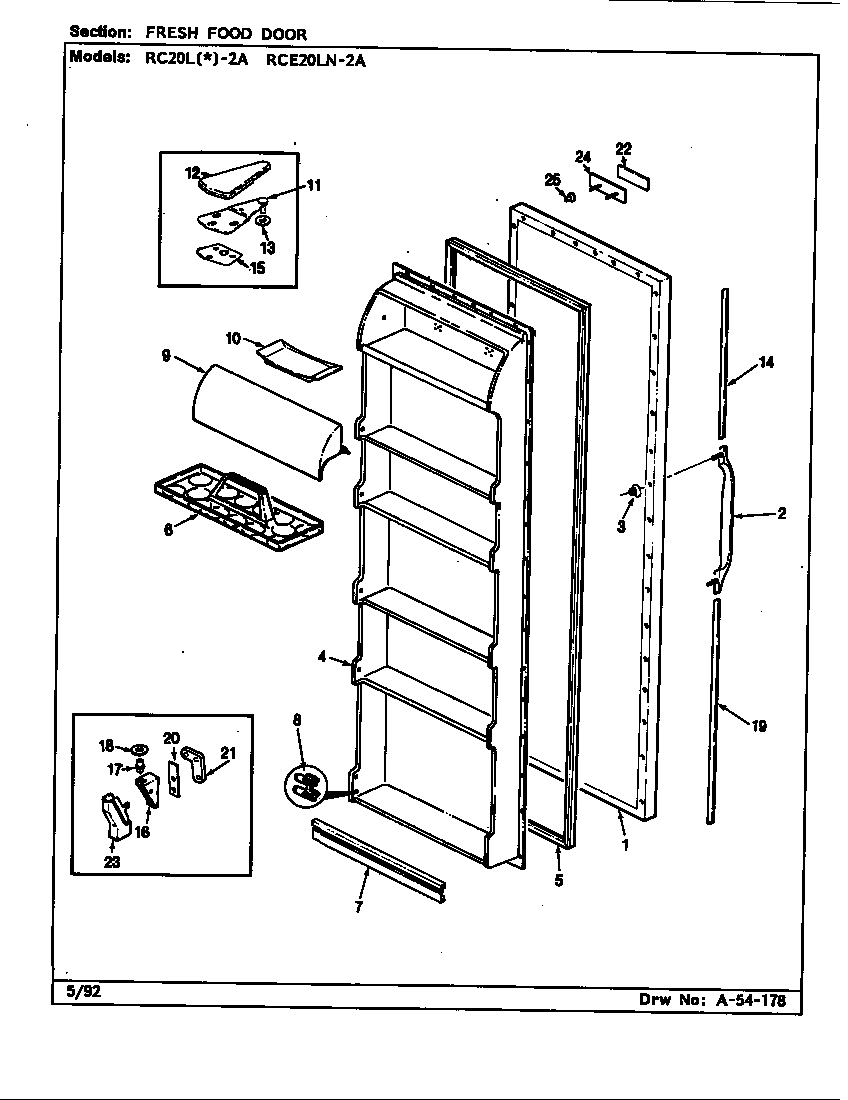 Magic Chef RC20LY-2A-BS01G fresh food door diagram