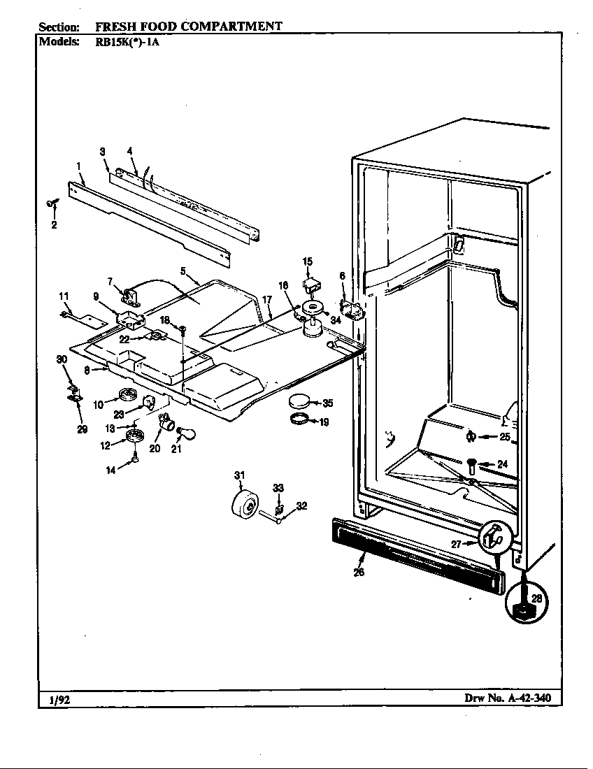 Magic Chef RB15KY-1A/BG01E fresh food compartment diagram