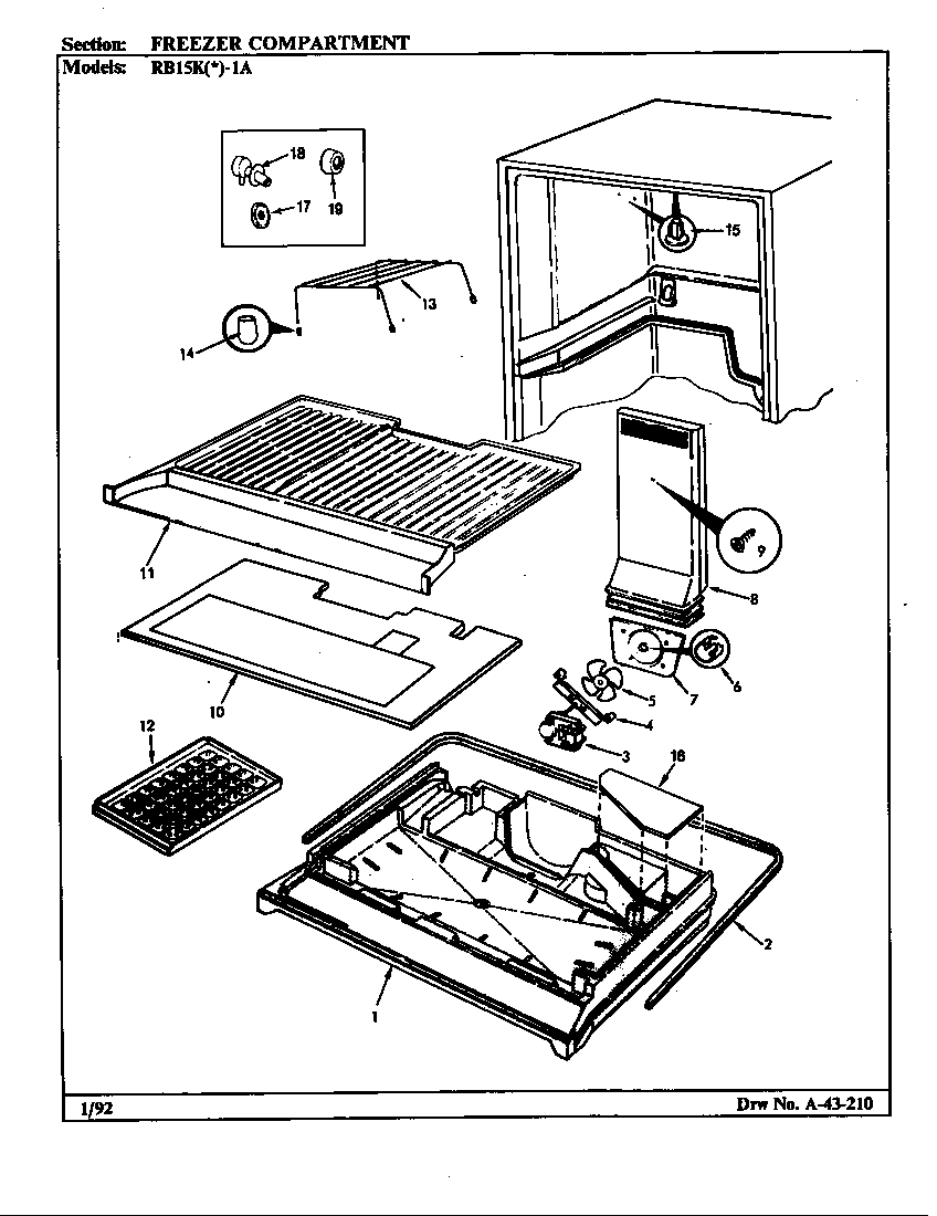 Magic Chef RB15KY-1A/BG01E freezer compartment diagram
