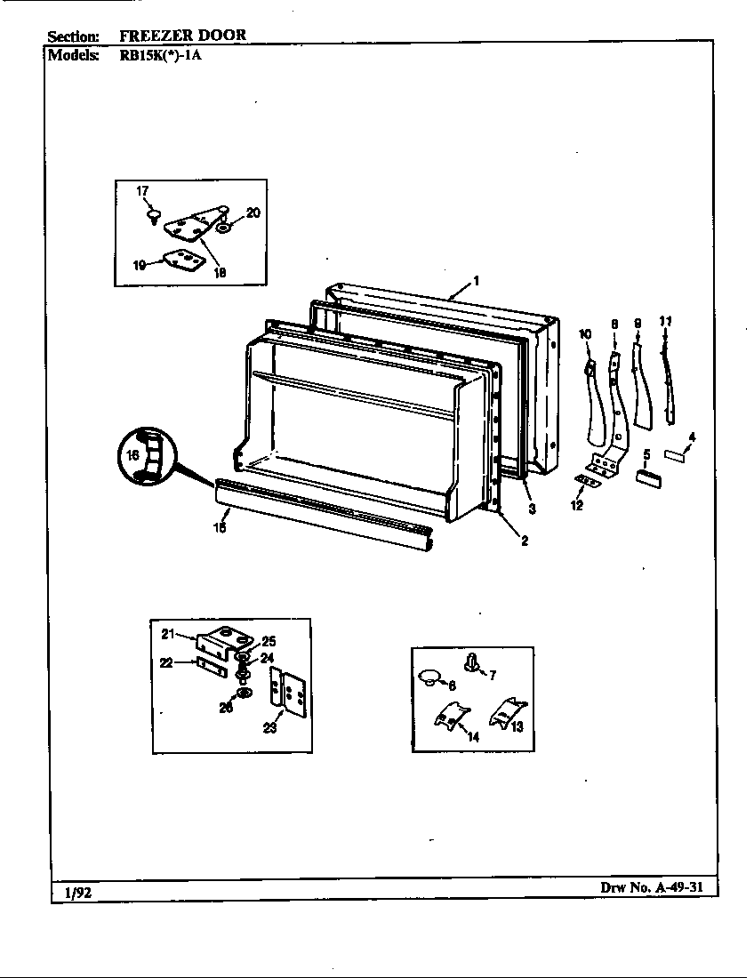 Magic Chef RB15KY-1A/BG01E freezer door diagram