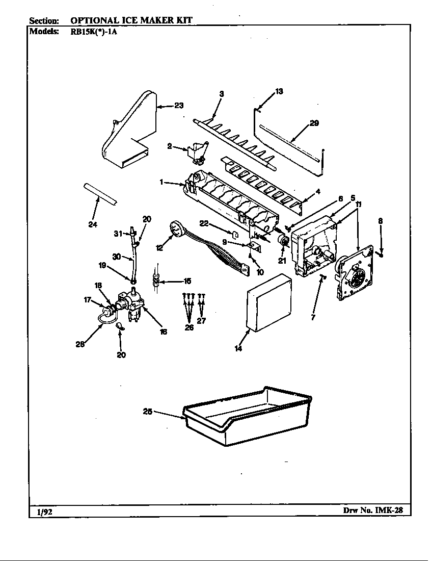 Magic Chef RB15KY-1A/BG01E optional ice maker kit diagram