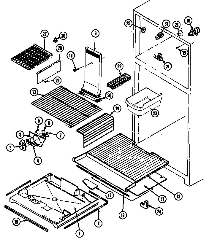 Admiral RTDA198AAB freezer compartment diagram