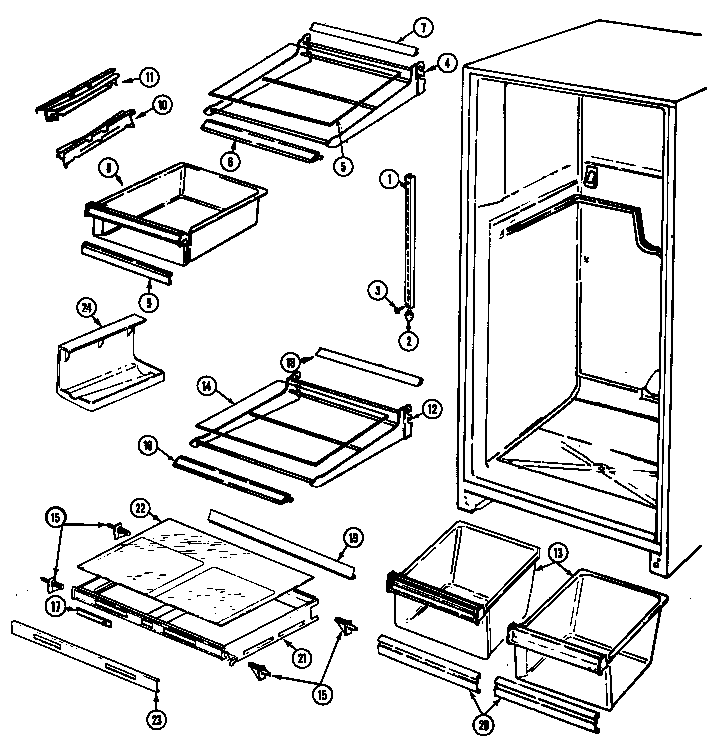 Admiral RTDA198AAB shelves & accessories diagram