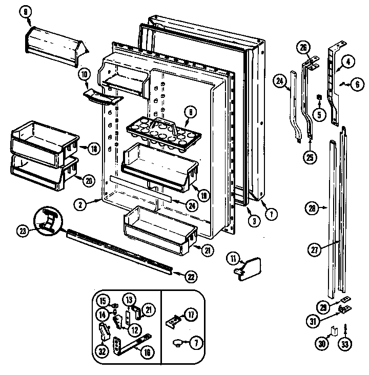 Admiral RTDA198AAB fresh food door diagram