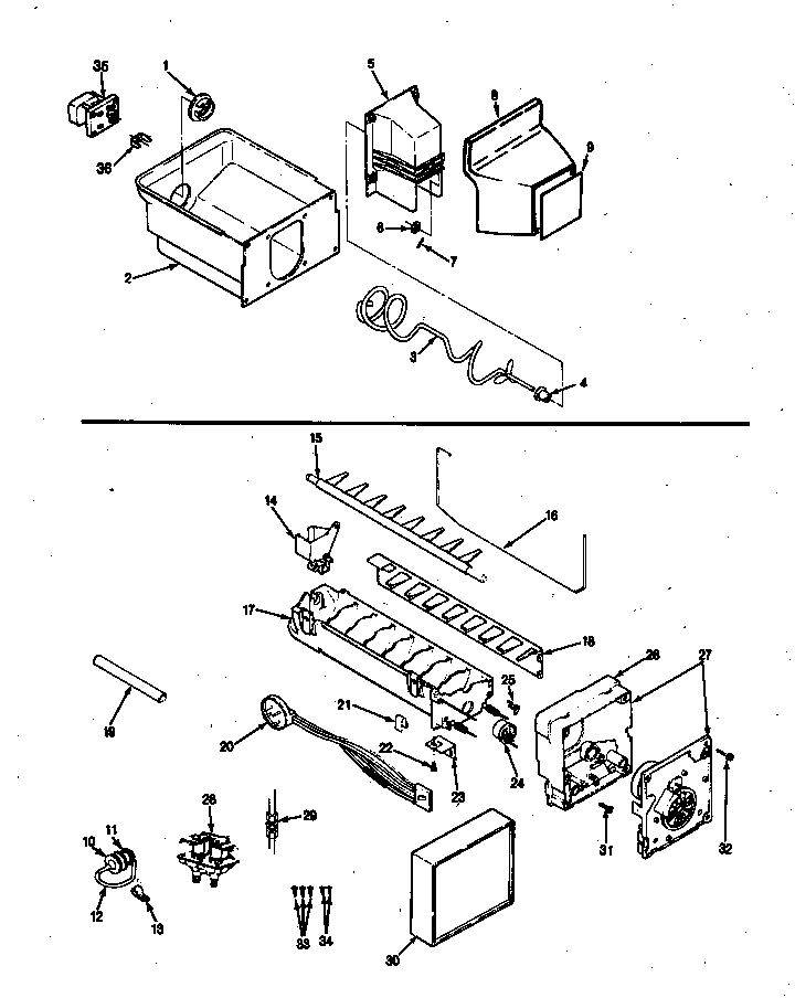 Magic Chef RC20LN-3AW-BS09B ice maker & bin diagram
