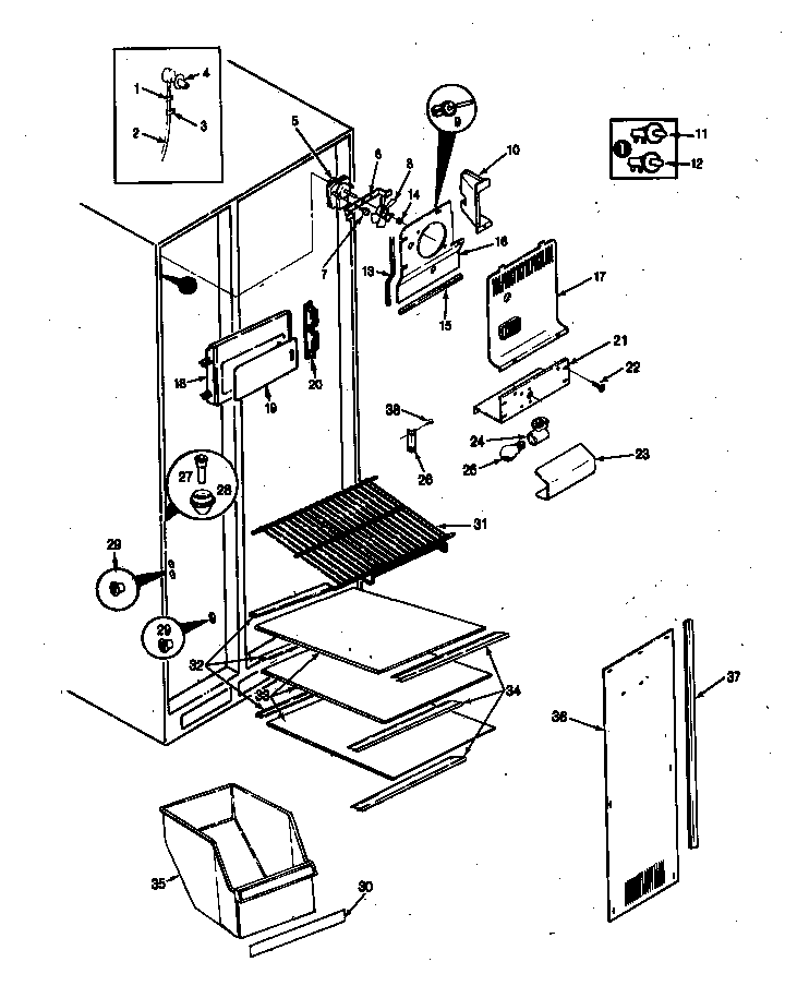 Magic Chef RC20LN-3AW-BS09C freezer compartment diagram