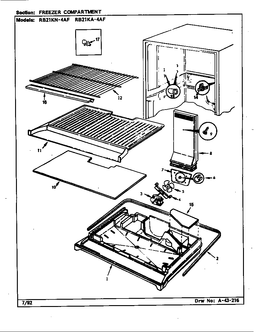 Magic Chef RB21KN4AF/CG77A freezer compartment (rb21ka4af/bg76c) (rb21ka4af/cg78a) (rb21kn4af/bg75c) (rb21kn4af/cg77a) diagram