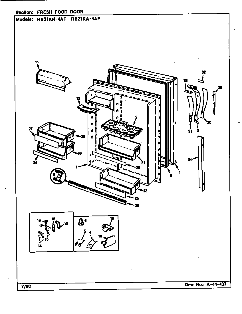 Magic Chef RB21KN4AF/CG77A fresh food door (rb21ka4af/bg76c) (rb21ka4af/cg78a) (rb21kn4af/bg75c) (rb21kn4af/cg77a) diagram