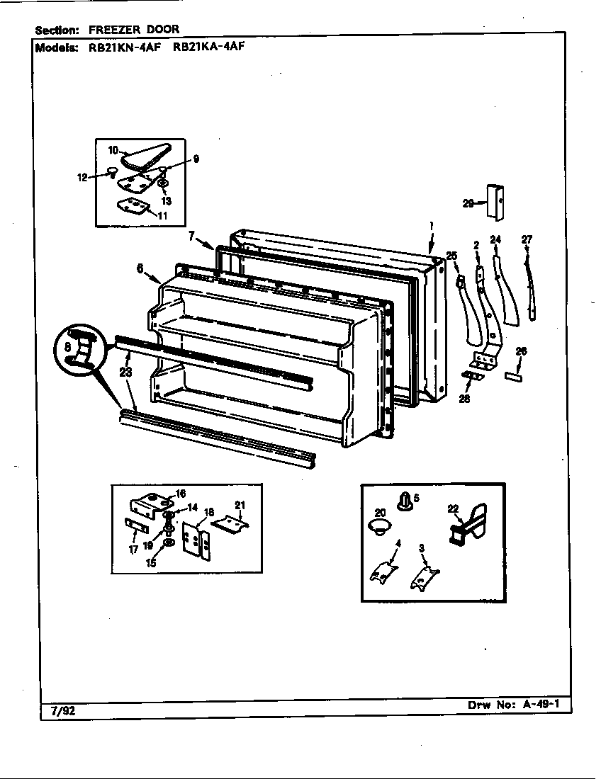 Magic Chef RB21KN4AF/CG77A freezer door diagram