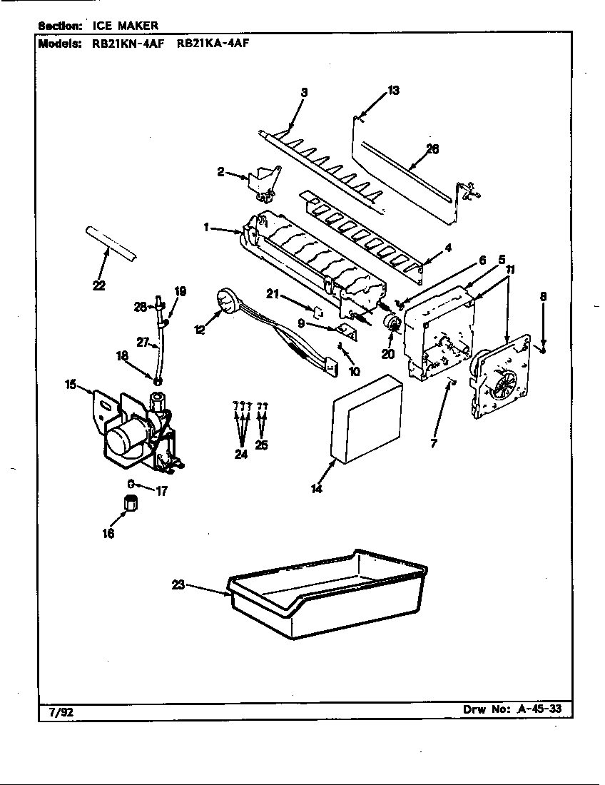 Magic Chef RB21KN4AF/CG77A ice maker (rb21ka4af/bg76c) (rb21ka4af/cg78a) (rb21kn4af/bg75c) (rb21kn4af/cg77a) diagram
