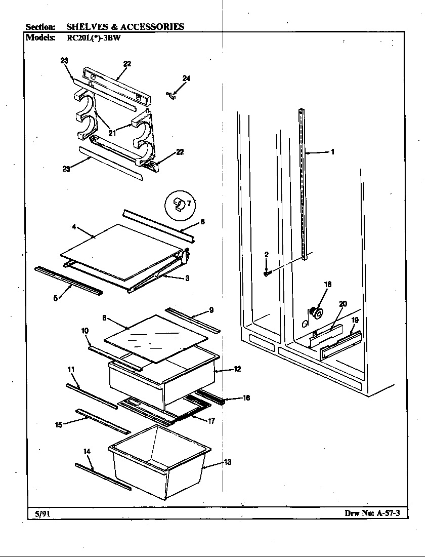Magic Chef RC20LA-3BW-BS08A shelves & accessories diagram