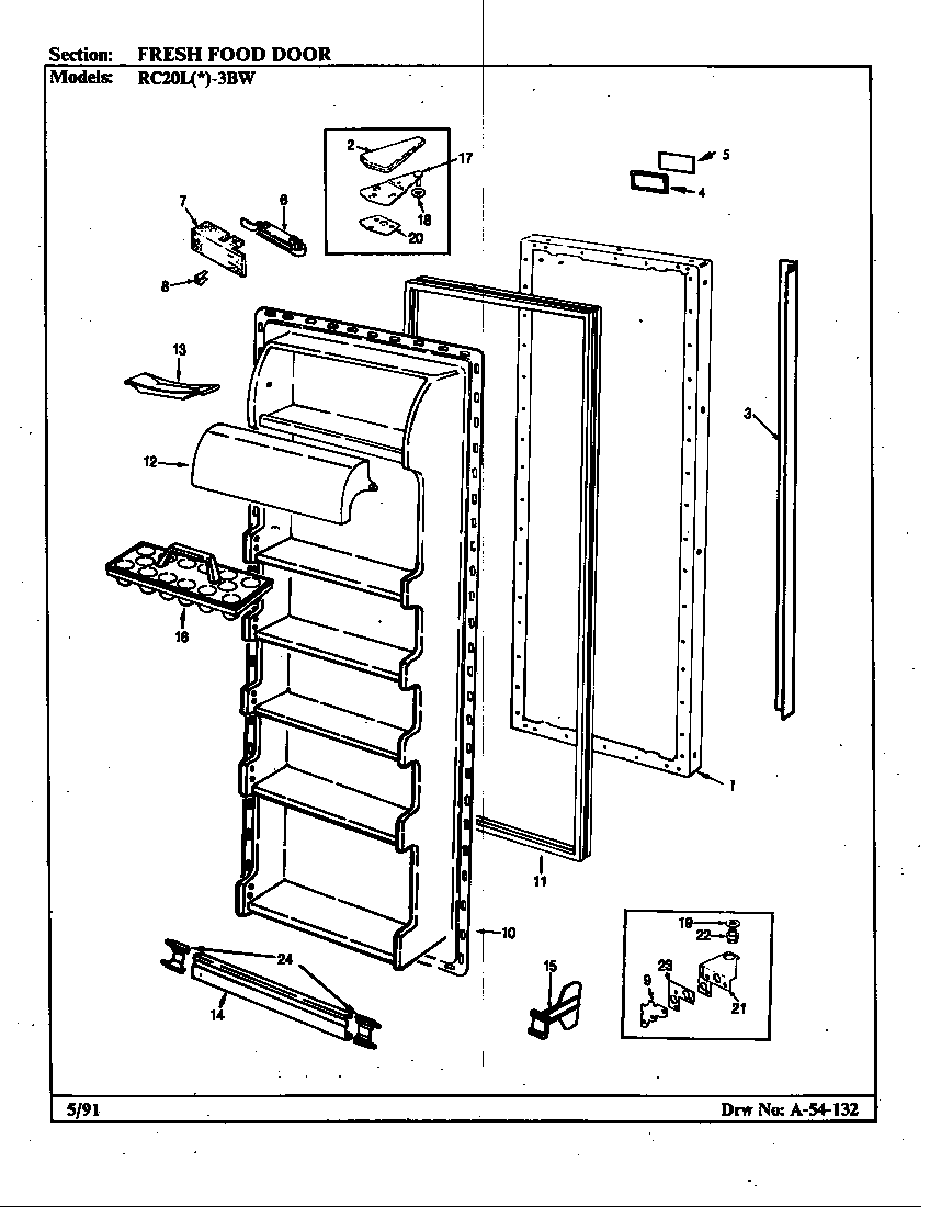 Magic Chef RC20LA-3BW-BS08A fresh food door diagram