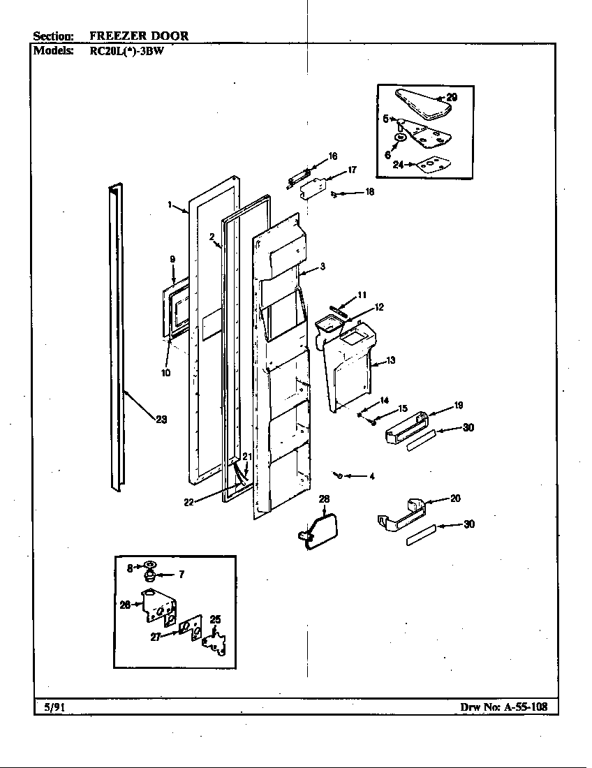 Magic Chef RC20LA-3BW-BS08A freezer door diagram