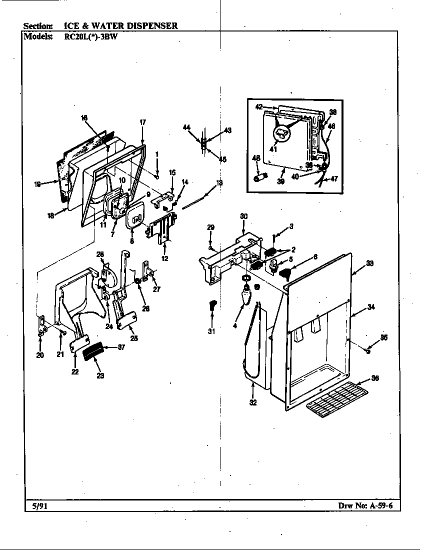Magic Chef RC20LA-3BW-BS08A ice & water dispenser diagram