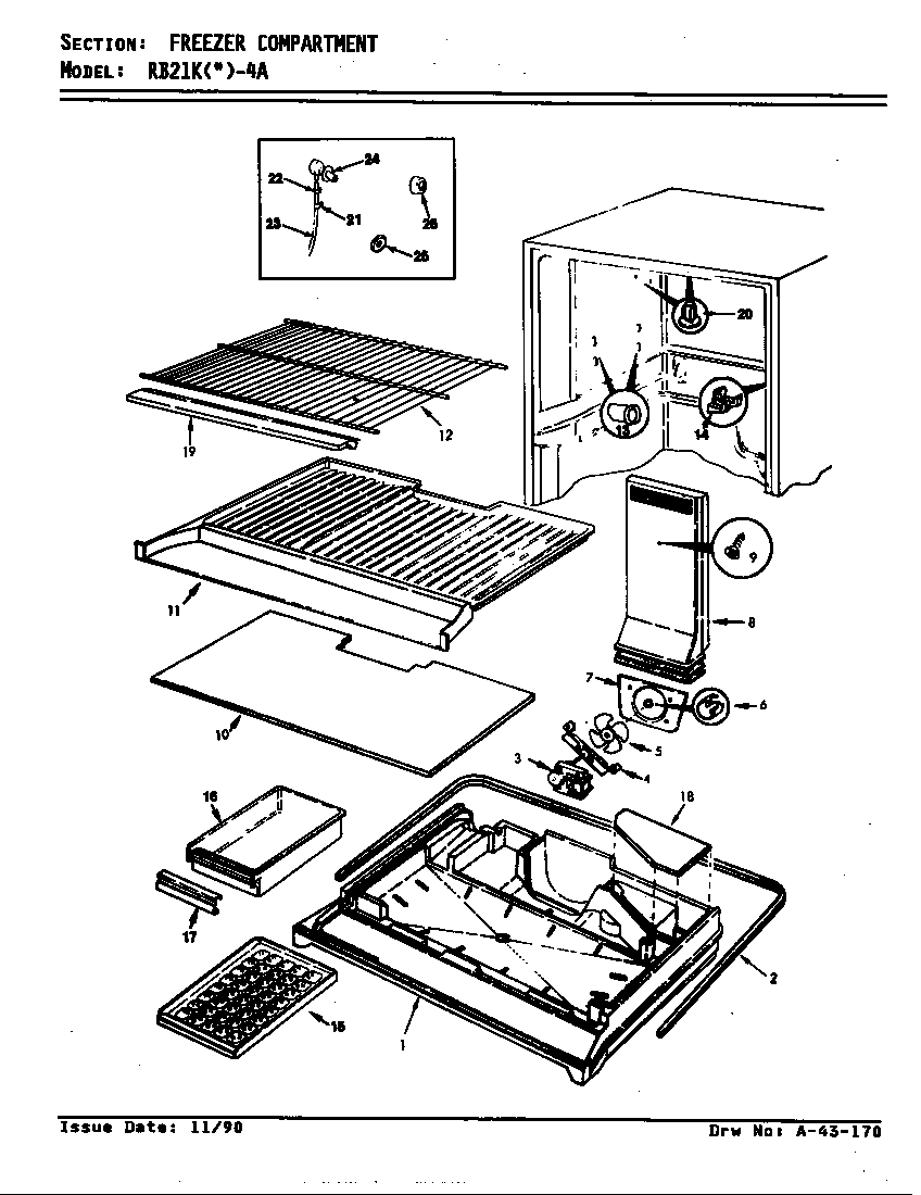 Magic Chef RB21KN-4A/AG72D freezer compartment diagram