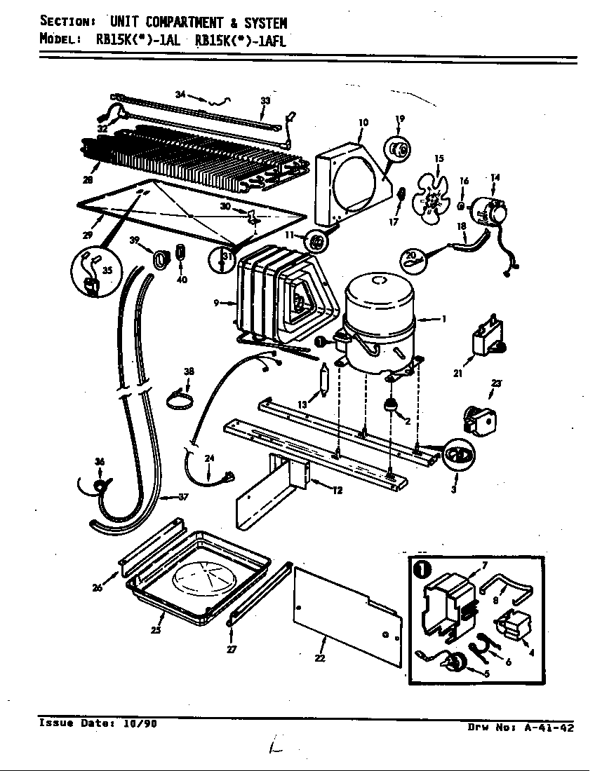 Magic Chef RB15KA-1AFL/AG04B unit compartment & system diagram