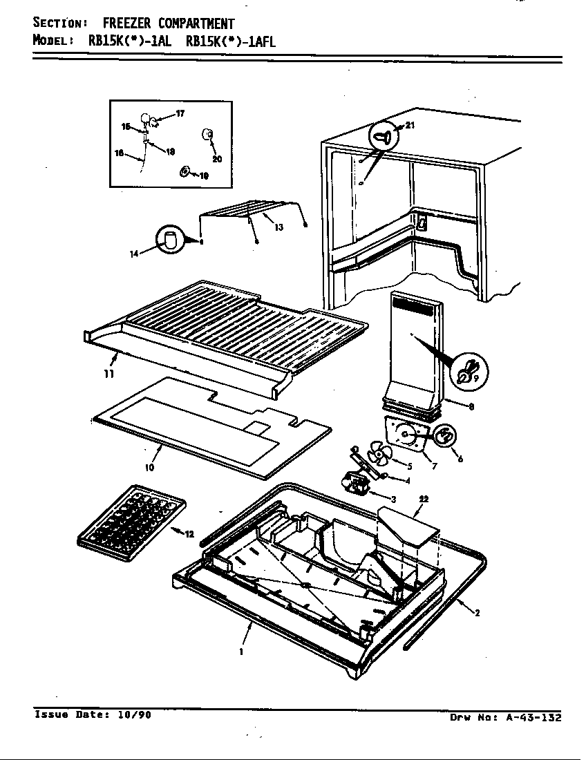 Magic Chef RB15KA-1AFL/AG04B freezer compartment diagram