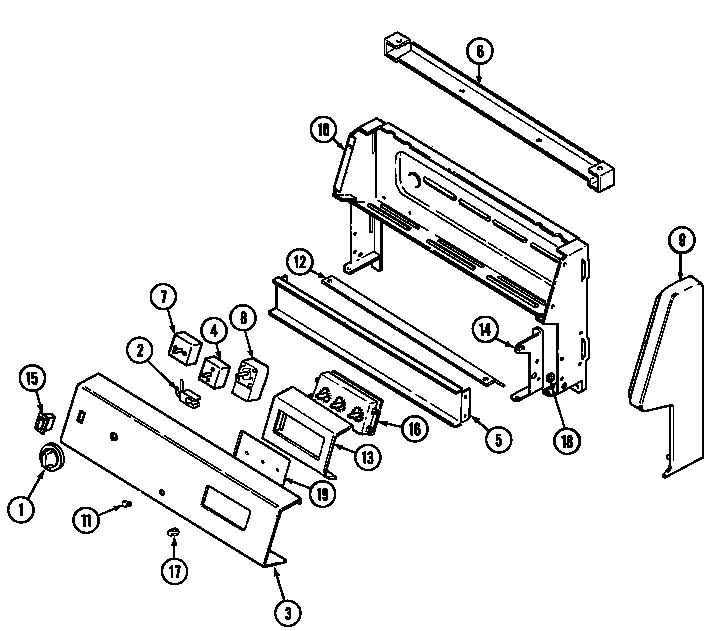 Admiral CREA600ACE control panel diagram