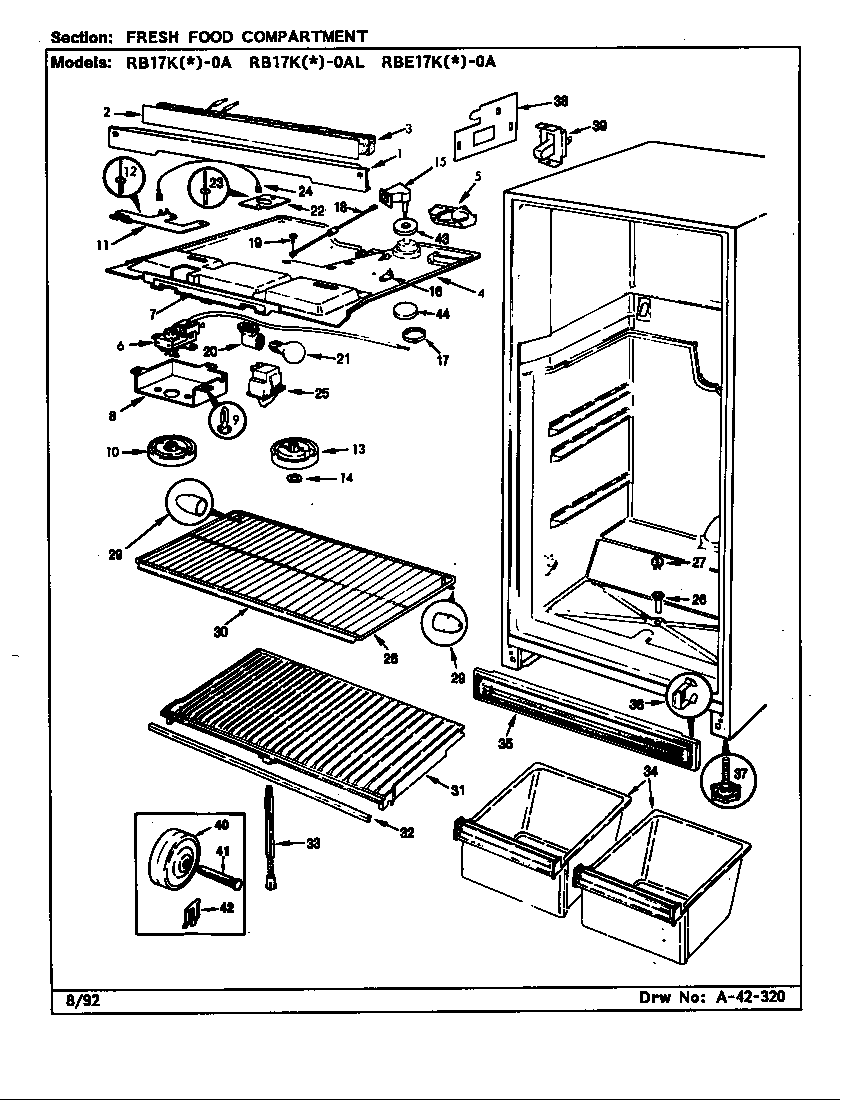 Magic Chef RB17KA-0A-BG25C fresh food compartment diagram