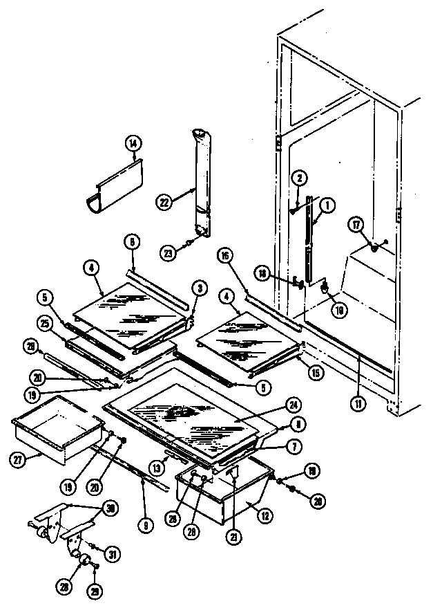 Jenn-Air JRTDE228B shelves & accessories diagram