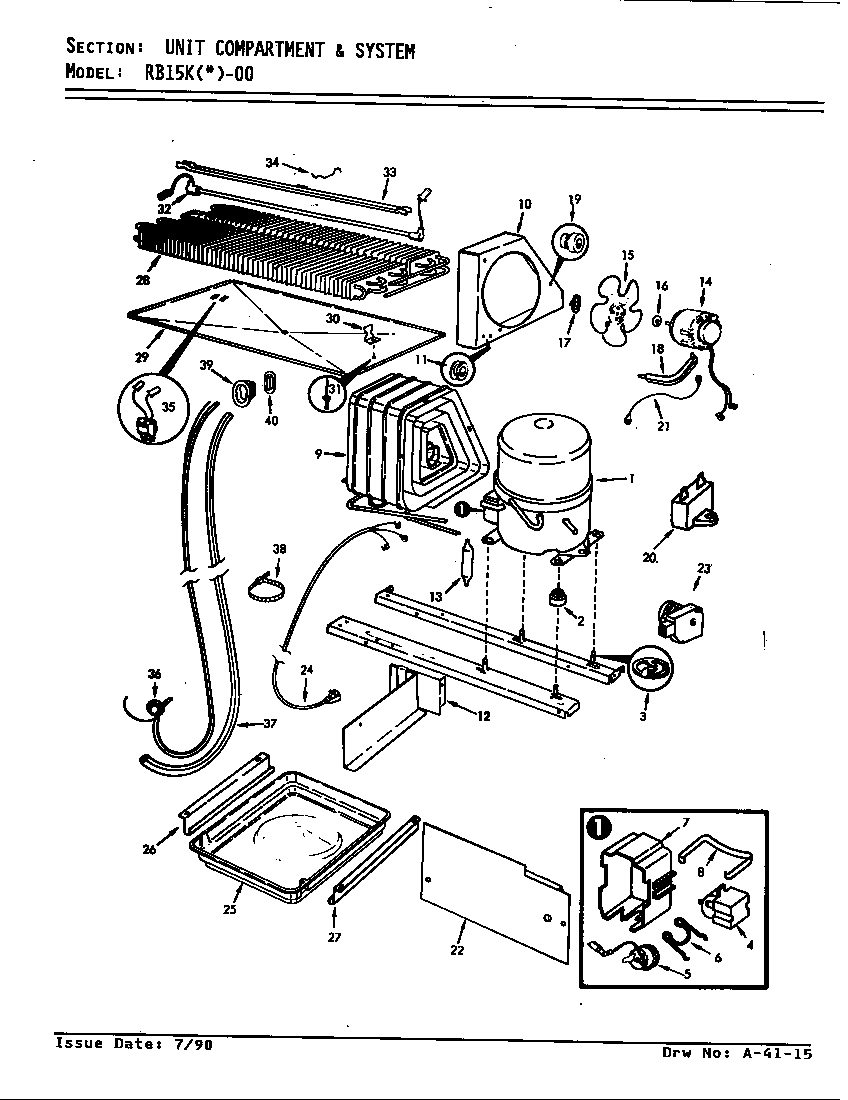 Magic Chef RB15KA-00/AG09A unit compartment & system diagram