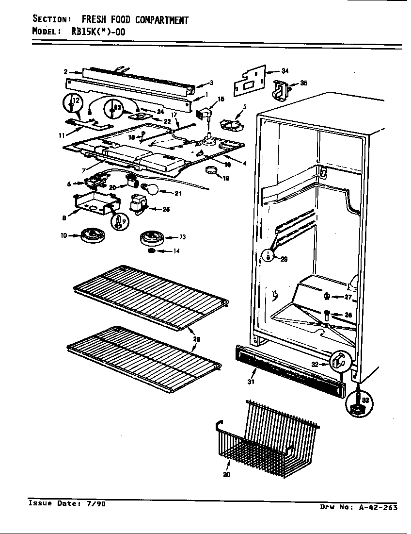 Magic Chef RB15KA-00/AG09A fresh food compartment diagram