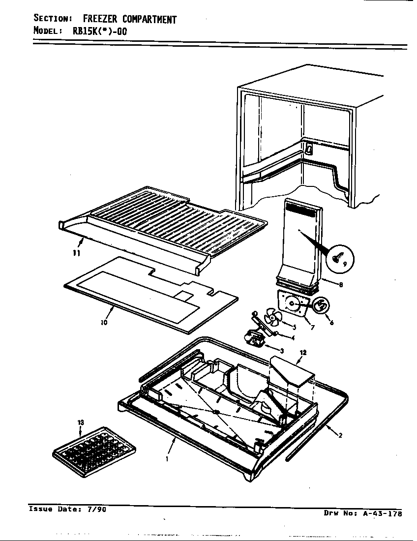 Magic Chef RB15KA-00/AG09A freezer compartment diagram