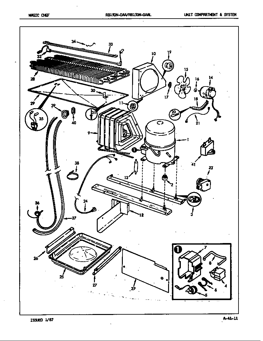 Magic Chef RB15DN-0AA/7C09A unit compartment & system diagram