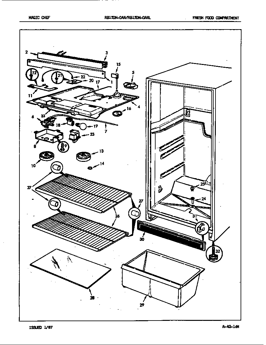 Magic Chef RB15DN-0AA/7C09A fresh food compartment diagram