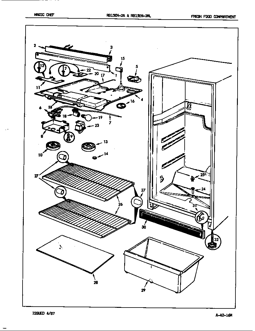 Magic Chef RB15EN-2A/7C01A fresh food compartment diagram