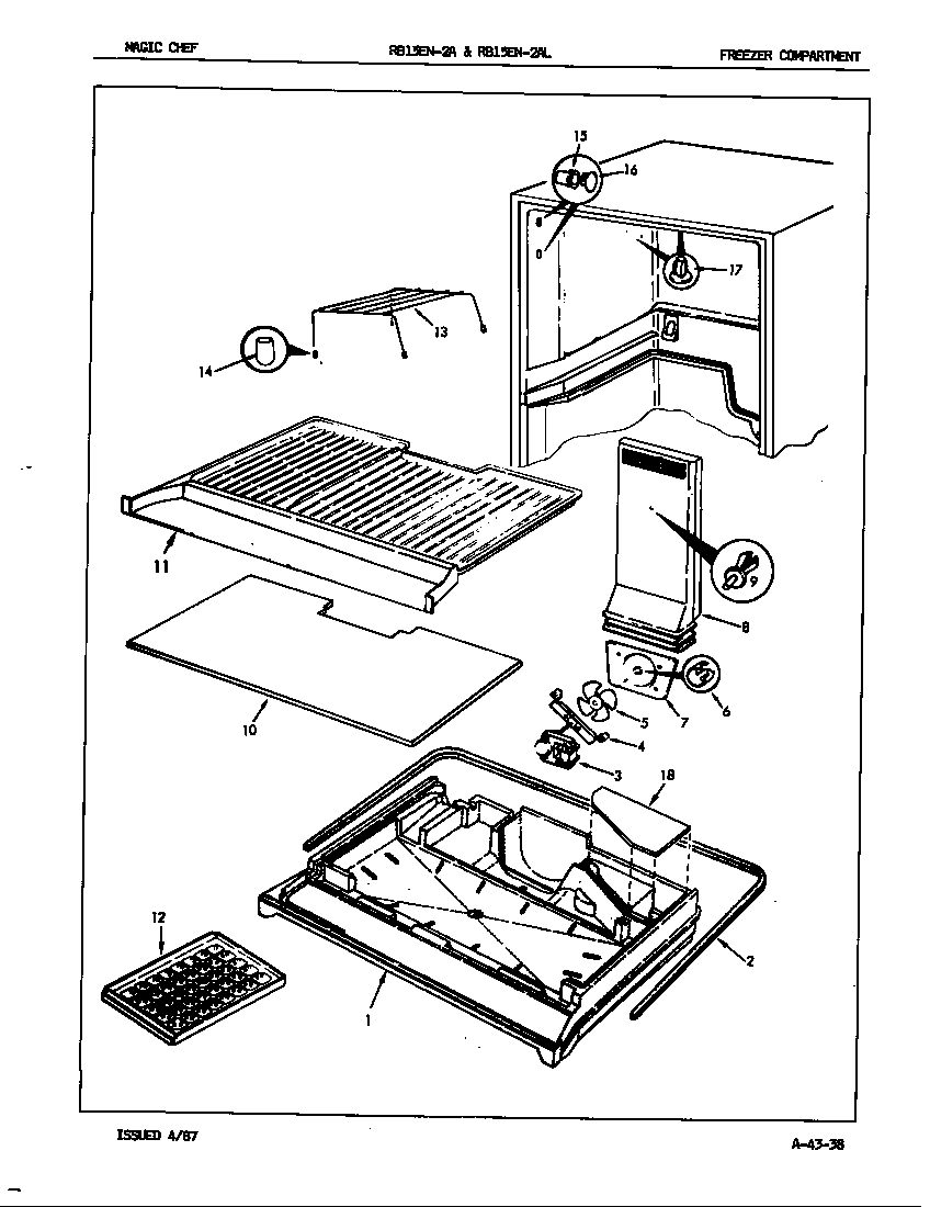 Magic Chef RB15EN-2A/7C01A freezer compartment diagram