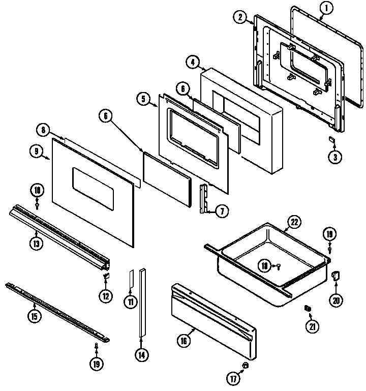 Admiral CREA650ACL door/drawer (ser. pre. 21) diagram