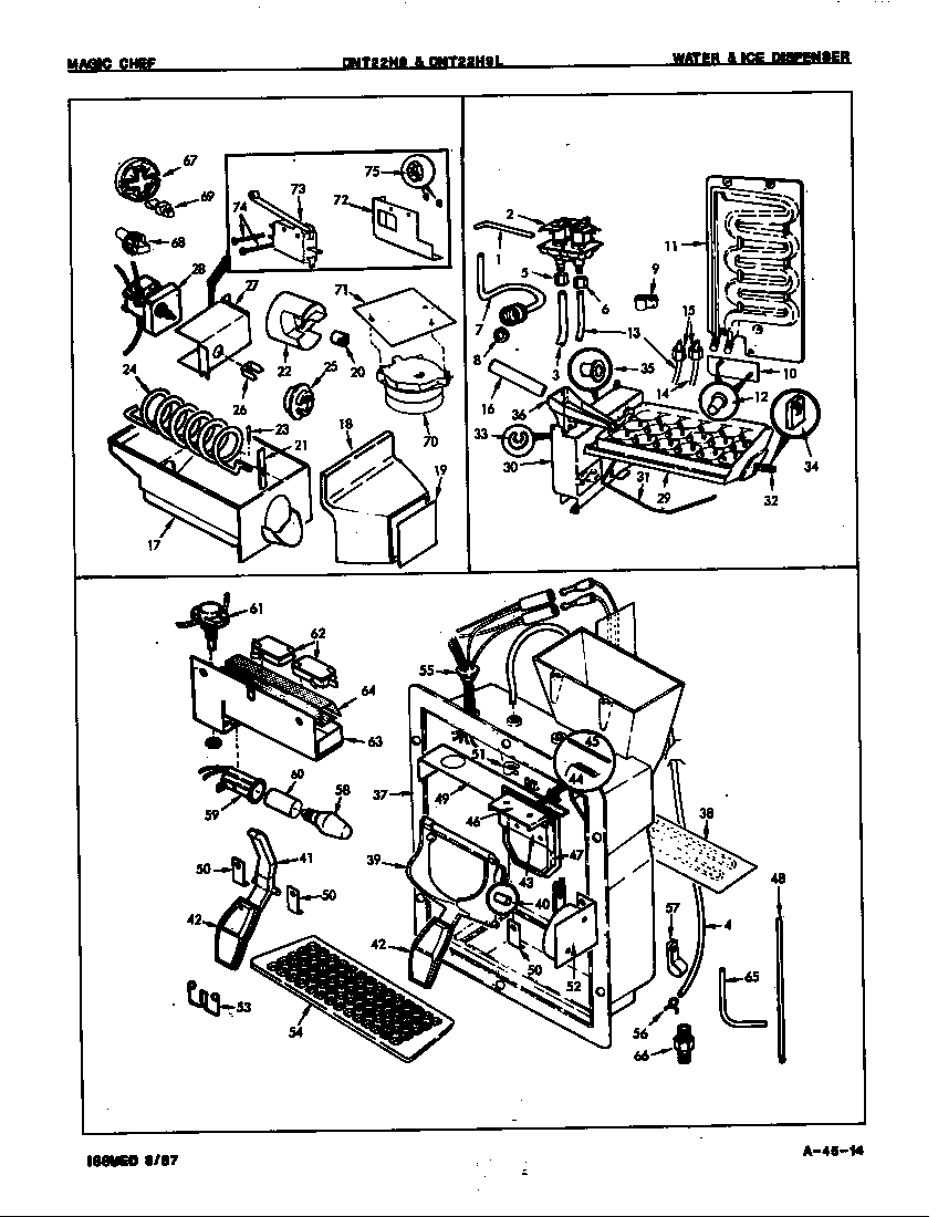 Admiral DNT22H9A/7B06A water & ice dispenser diagram