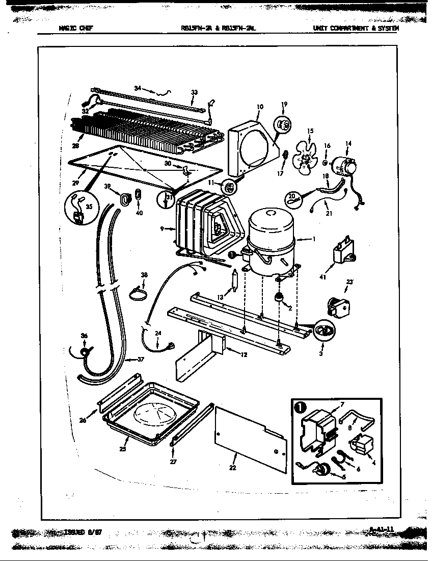 Magic Chef RB15FA-2A/7C32A unit compartment & system diagram