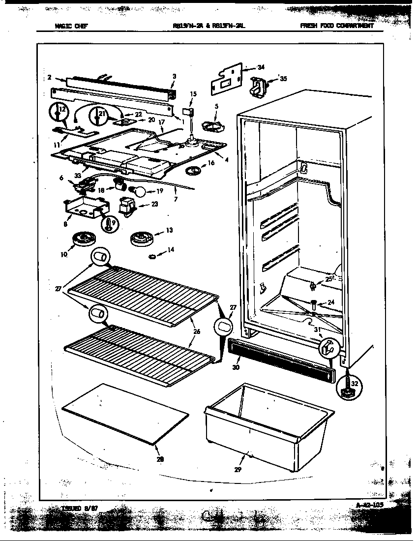 Magic Chef RB15FA-2A/7C32A fresh food compartment diagram