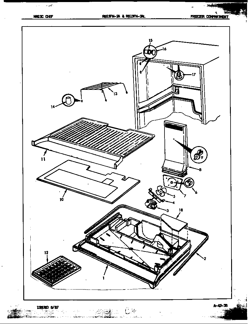Magic Chef RB15FA-2A/7C32A freezer compartment diagram